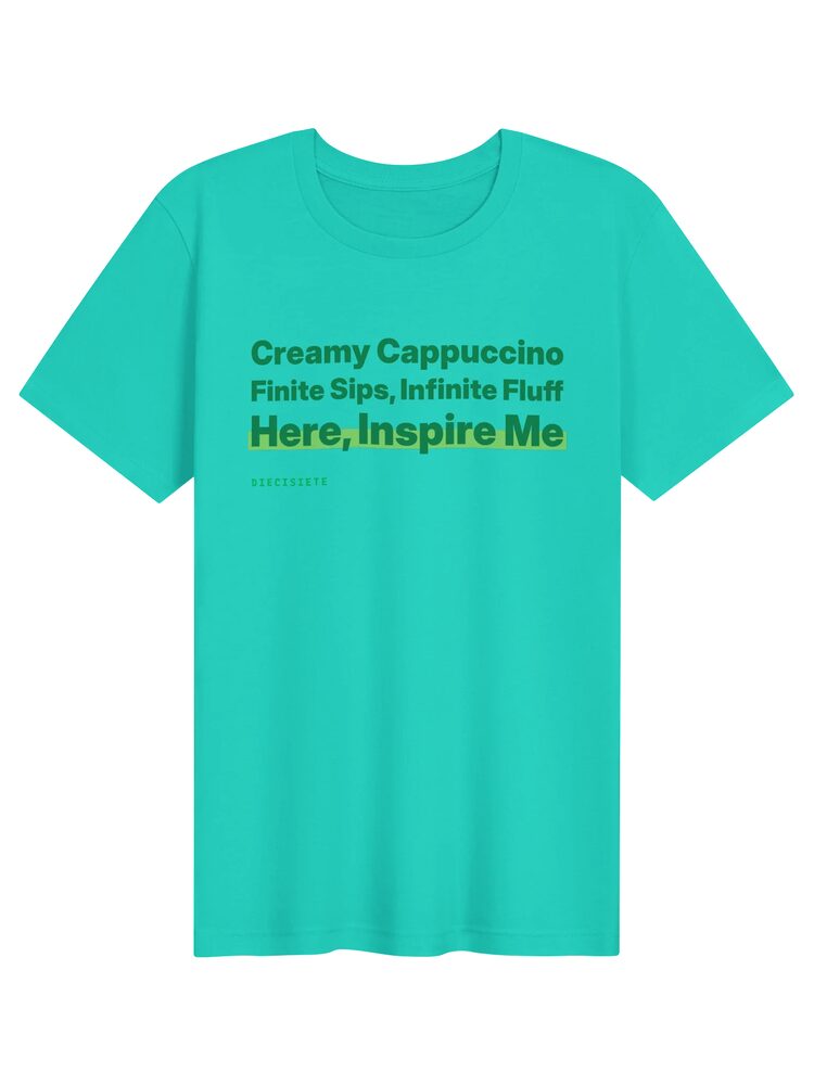 Creamy Cappuccino Green Text Tee, Teal