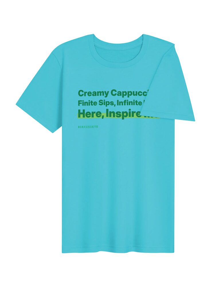 Creamy Cappuccino Green Text Tee, Turquoise, photo 4
