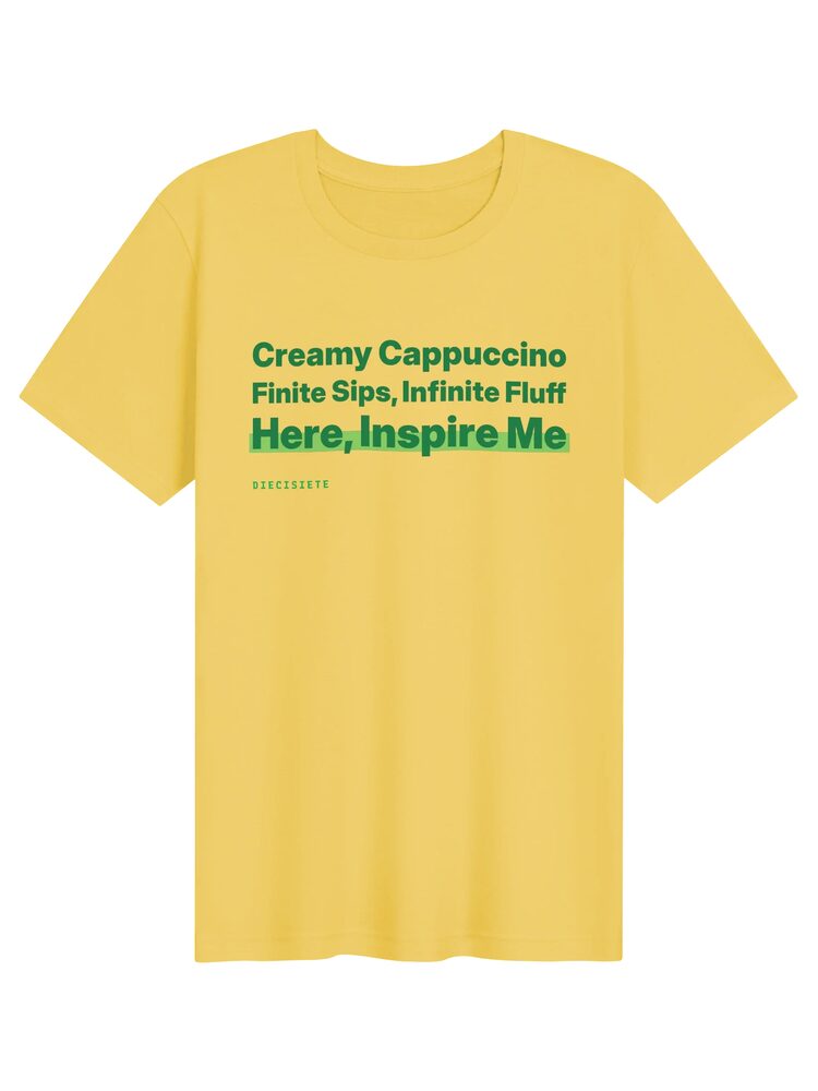 Creamy Cappuccino Green Text Tee, Yellow