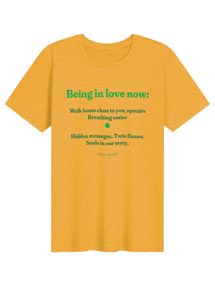 DIECISIETE Haiku Hidden Messages Tee, Heather Yellow Gold