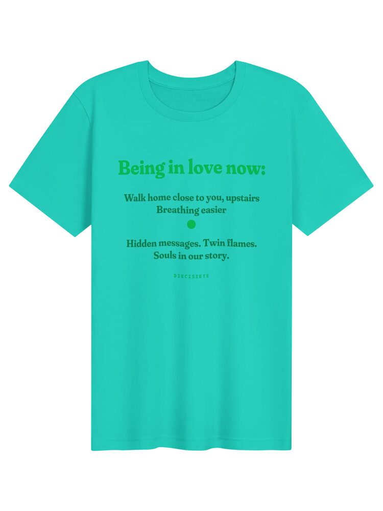 DIECISIETE Haiku Hidden Messages Tee, Teal