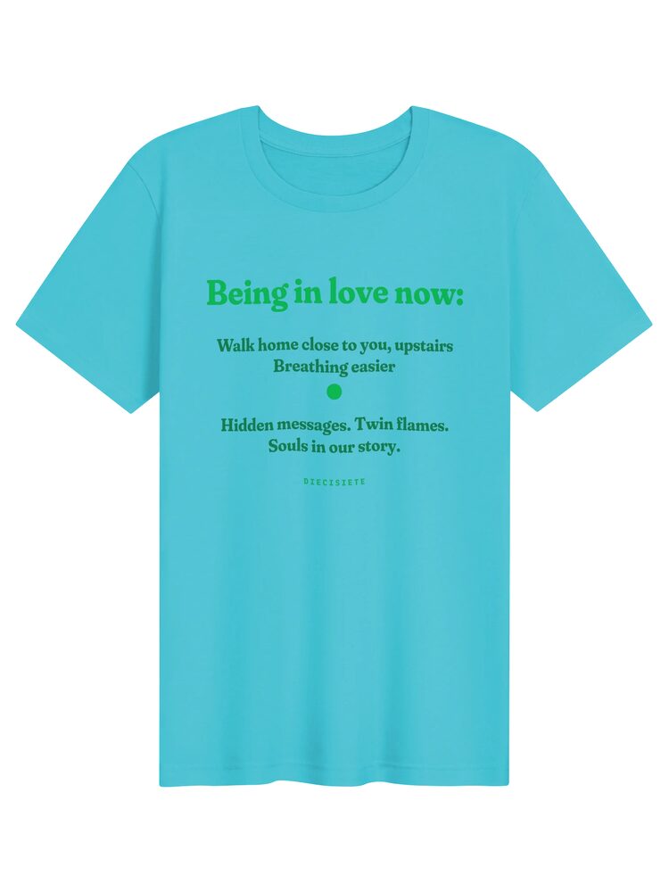 DIECISIETE Haiku Hidden Messages Tee, Turquoise