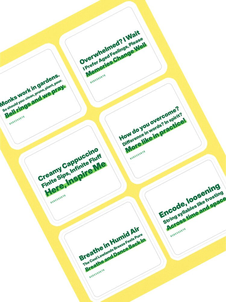 DIECISIETE Haiku Sticker Sheet, White