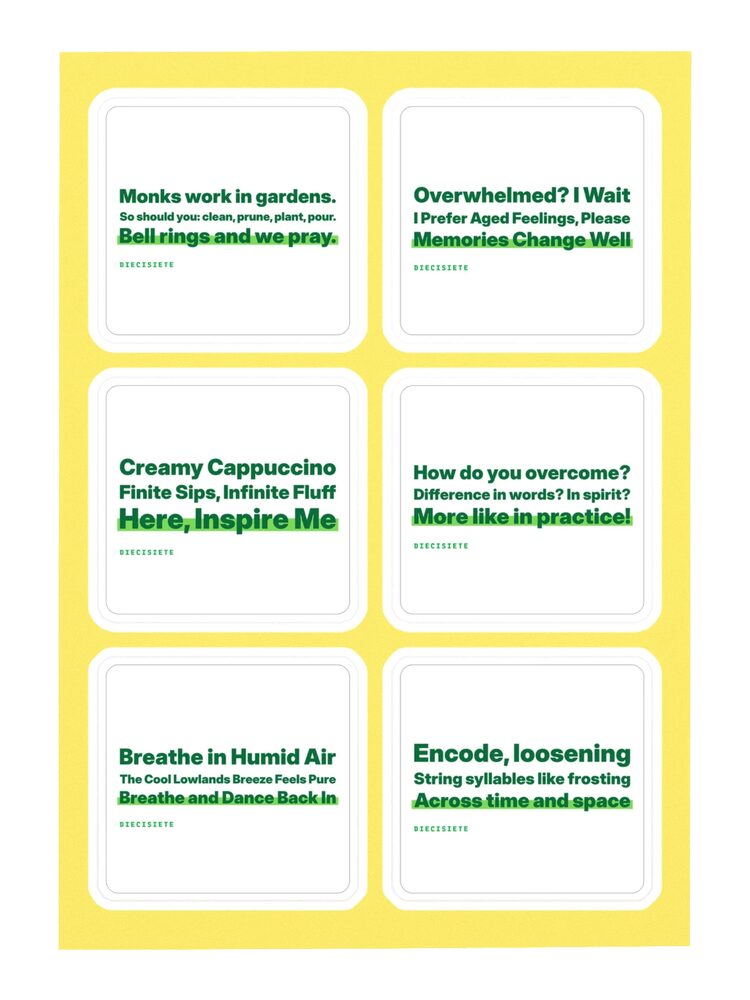 DIECISIETE Haiku Sticker Sheet, White, photo 3