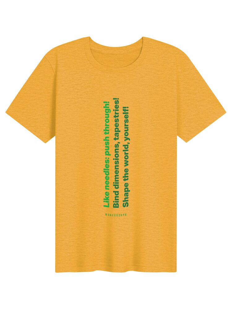DIECISIETE Typography Tee, Heather Yellow Gold