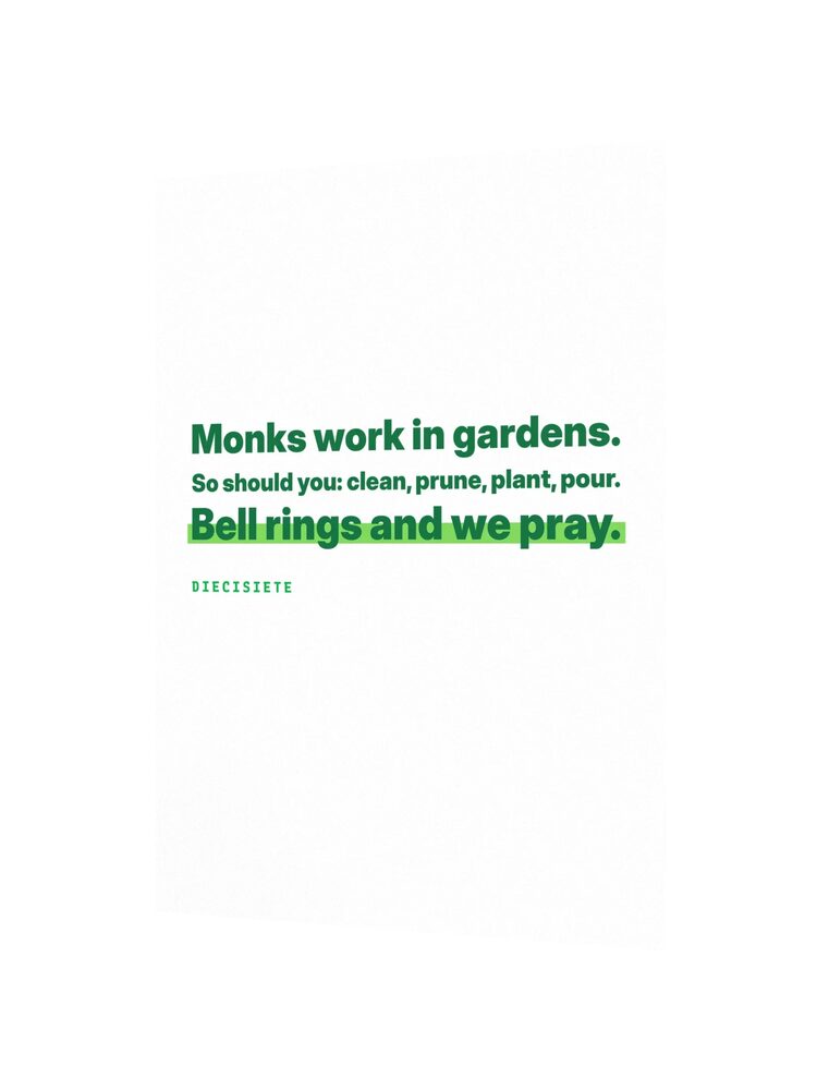 Monks Work in Gardens Poem Print, White, photo 2