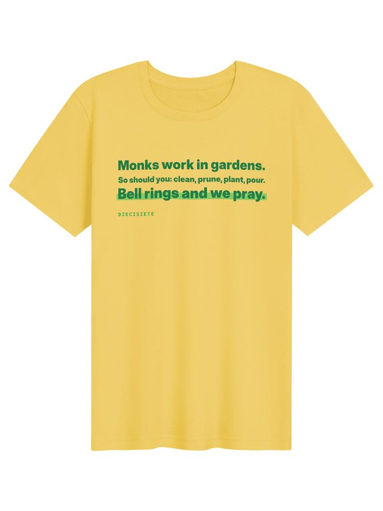 Monks Work in Gardens Tee, Yellow