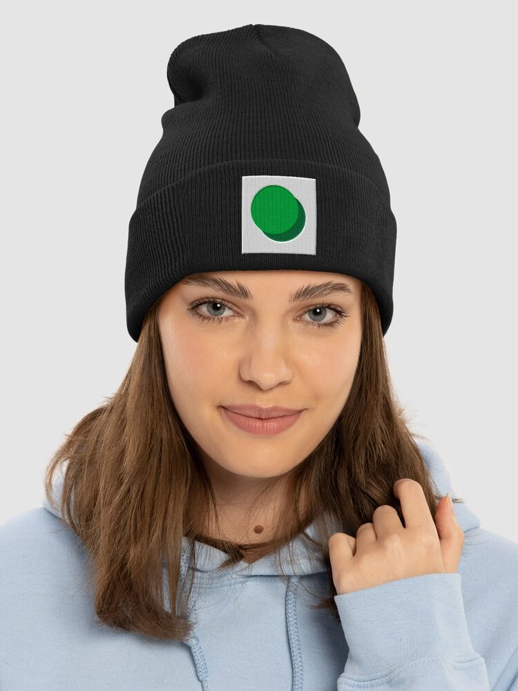 ZURC Blank WHITE + GREEN LOGO Embroidered Beanie, Black, photo 3
