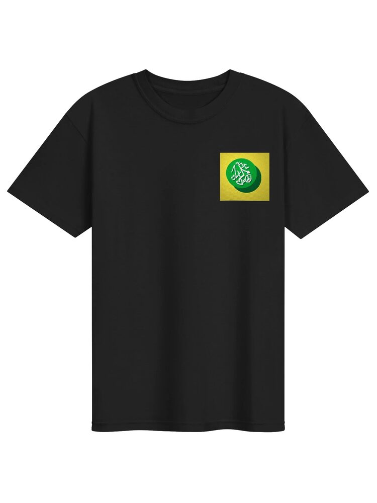 ZURC LOGO Yellow+Green Embroidered/Printed Tee, Black