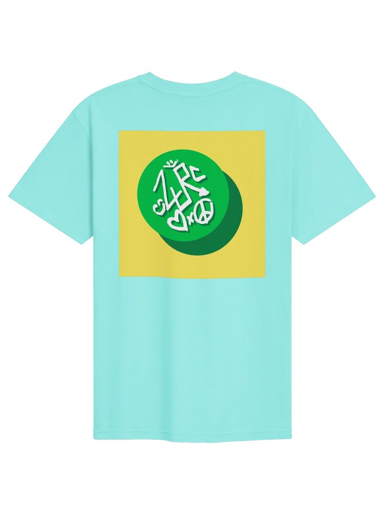 ZURC LOGO Yellow+Green Embroidered/Printed Tee, Lagoon Blue, photo 2